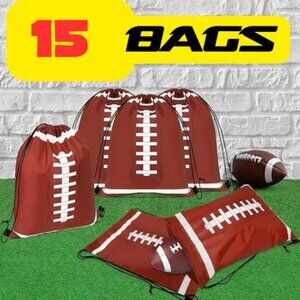 Football Goodie Bags, 15 PCS Football Drawstring Bags, Party Flavors Treat Snack